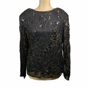 **TAKING BEST OFFER** SWEELO 100% Pure Silk Beaded Longsleeve Vintage